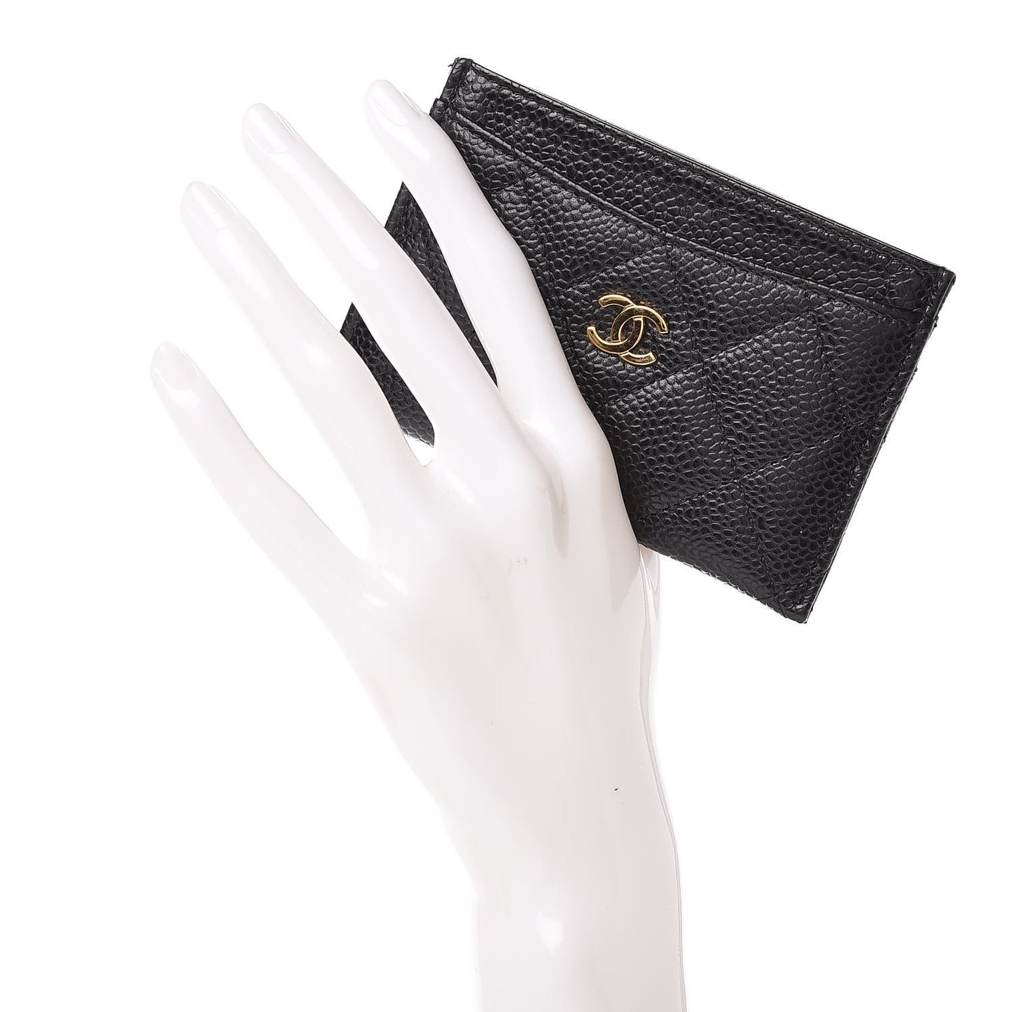 Caviar Quilted Card Holder Black