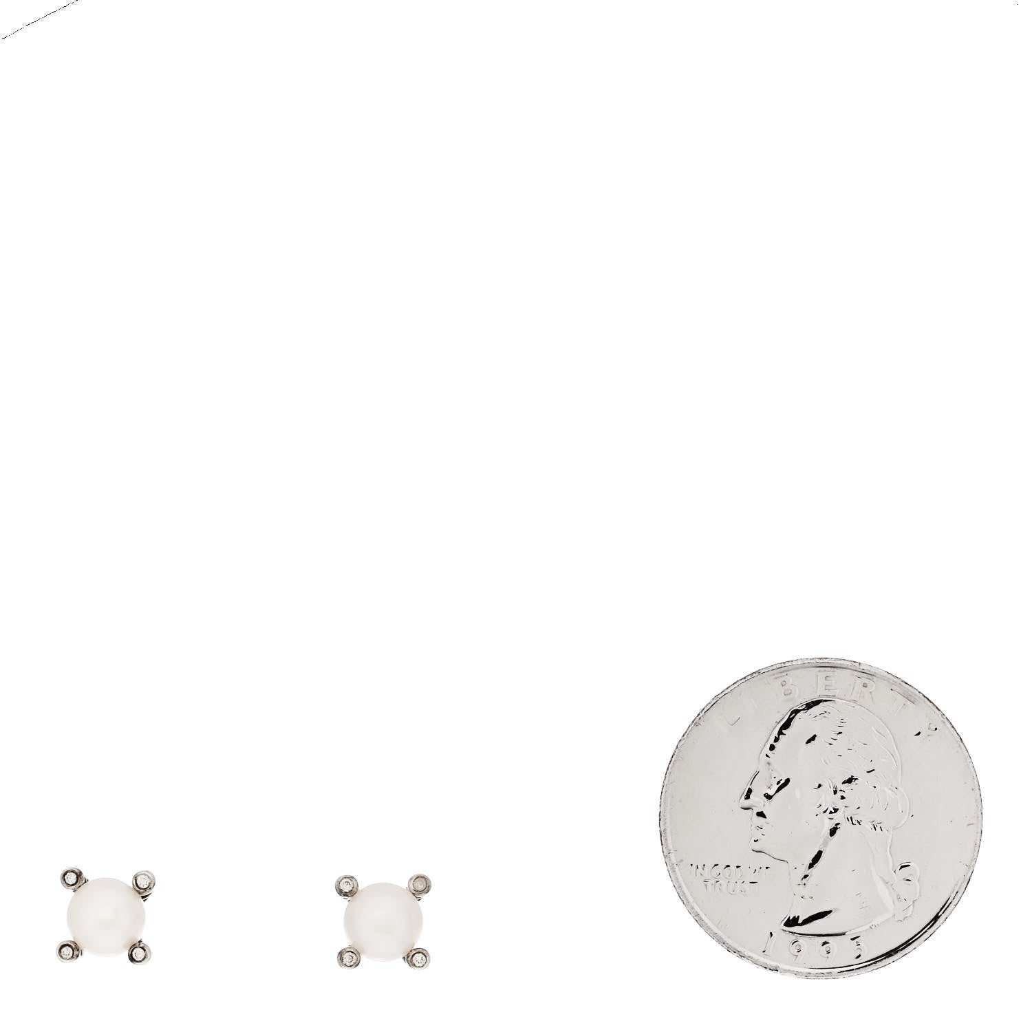 David Yurman Sterling Silver Diamond Pearl 6-6.5mm Cable Stud Earrings 2 of 6