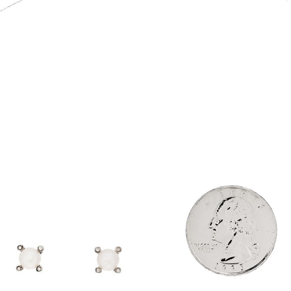 David Yurman Sterling Silver Diamond Pearl 6-6.5mm Cable Stud Earrings 2 of 6
