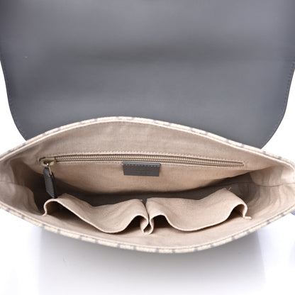 Gucci GG Supreme Monogram Selleria Calfskin Medium Satchel Messenger Bag Ecru Grigio 4 of 10