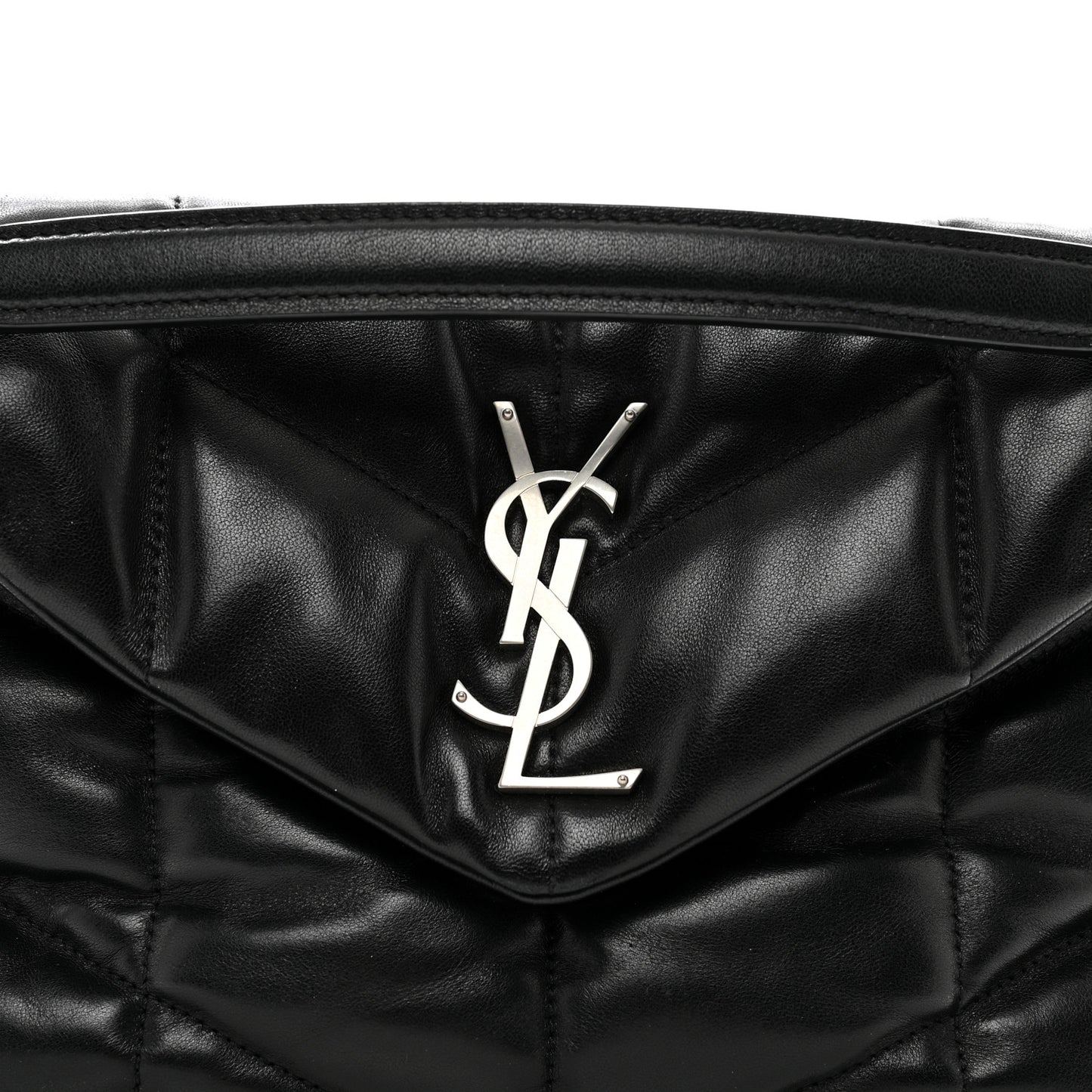 Lambskin Quilted Small Loulou Puffer Monogram Chain Satchel Black