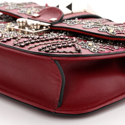 Valentino Garavani Vitello Crystal Loveblade Embellished Mini Glam Lock Rockstud Flap Rubino 9 of 12