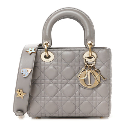 Christian Dior Lambskin Cannage Small Lucky Badges My Lady Dior Grey 1 of 11