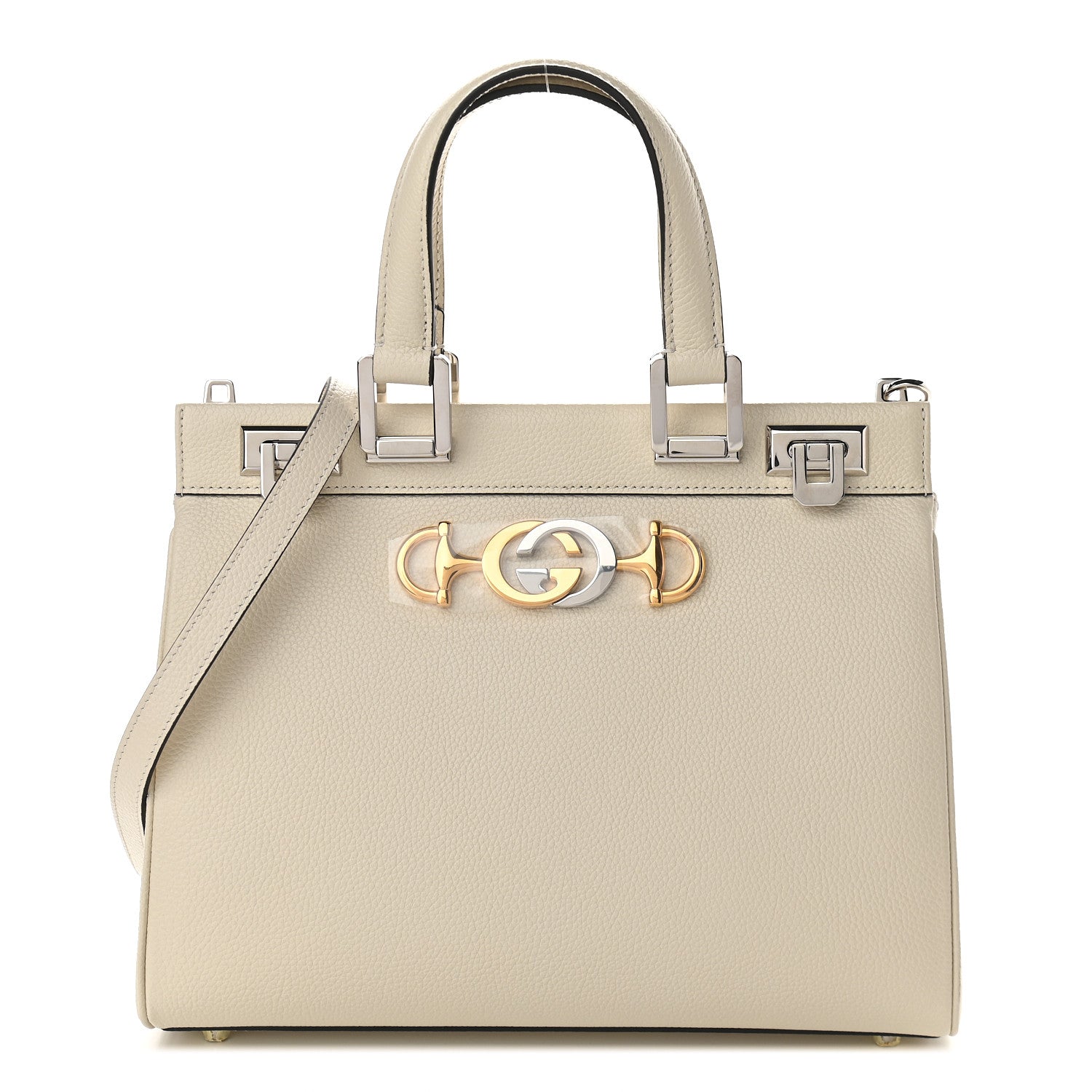 Gucci Grainy Calfskin Small Zumi Top Handle Bag Mystic White 1 of 9