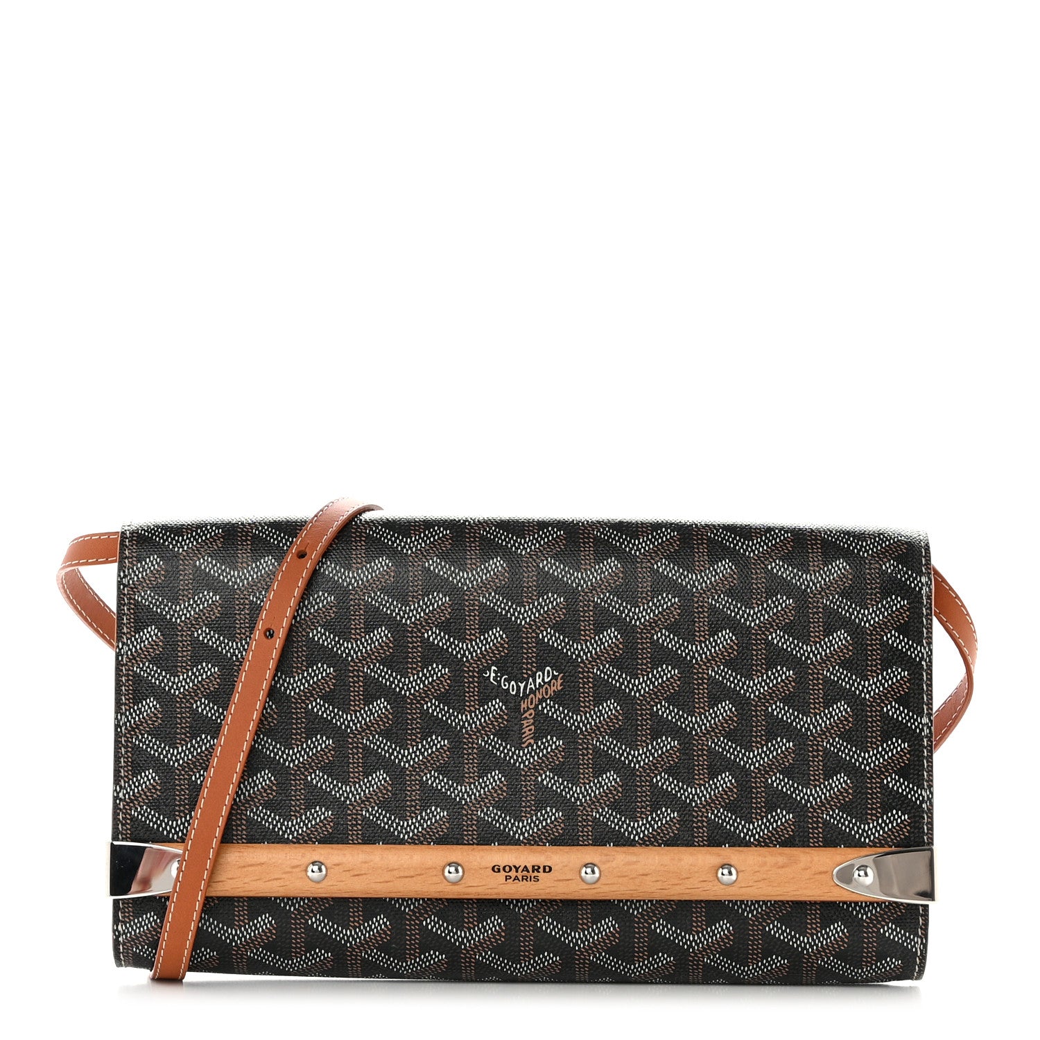 Goyard Goyardine Monte Carlo Bois Clutch With Strap Black Gold 1 of 11