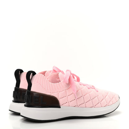 Chanel Mixed Fibers Quilted Womens CC Sneakers 38 Pink 4 of 10