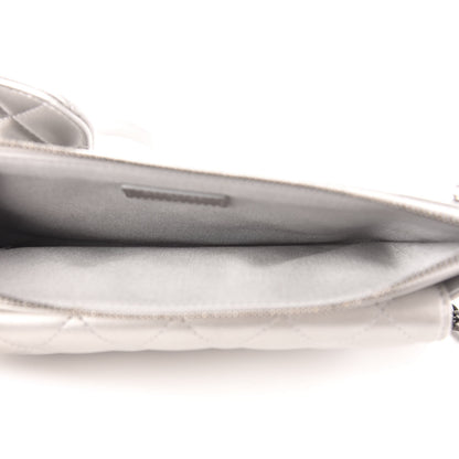 Chanel Metallic Lambskin Quilted Clutch With Chain Silver 5 of 12