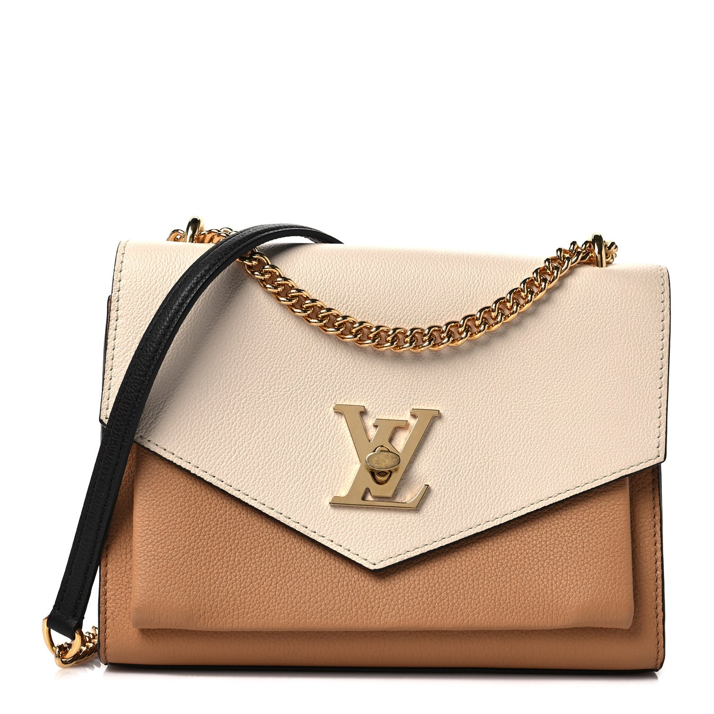 Soft Calfskin Mylockme Chain Bag BB Arizona Quartz Caramel