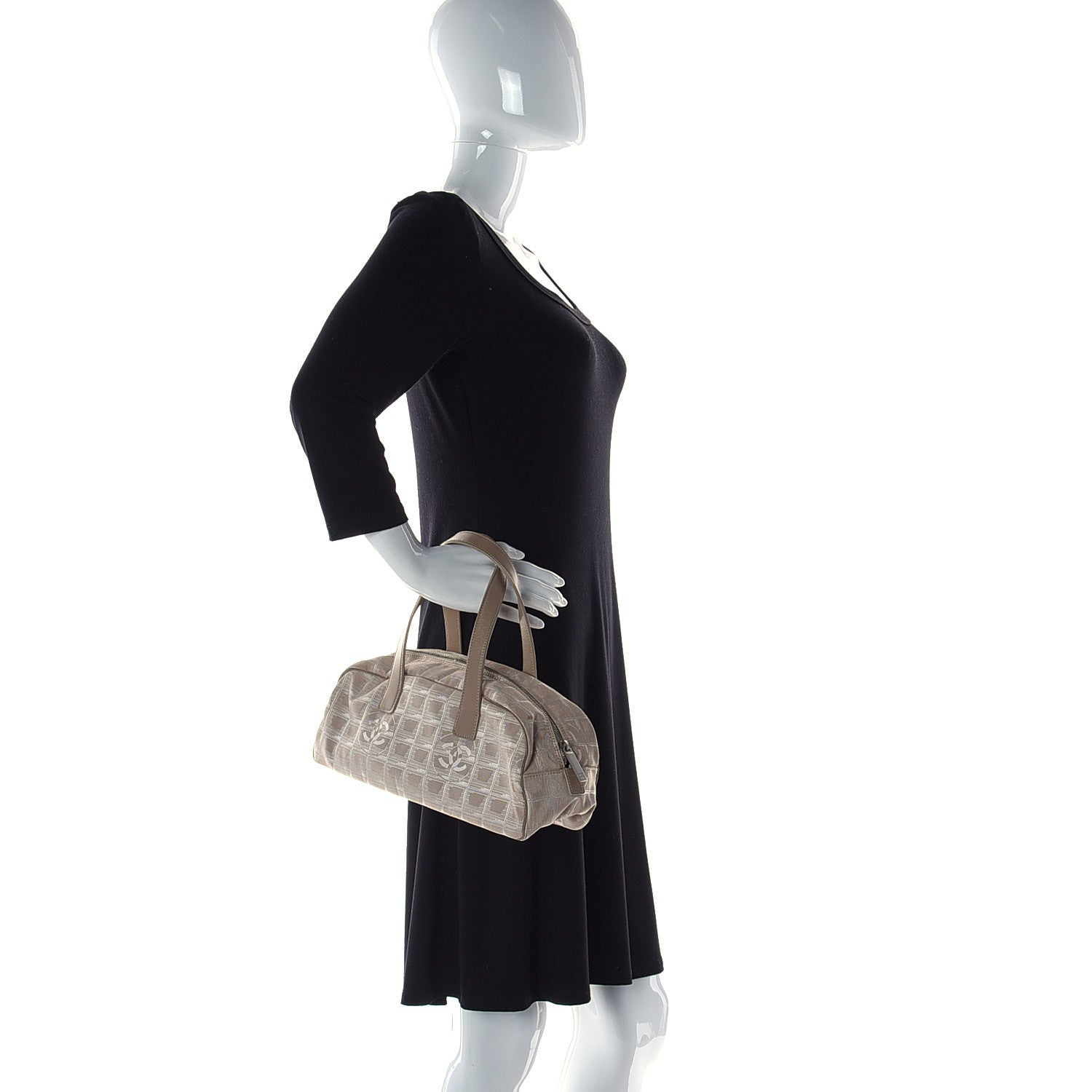 Chanel Nylon Travel Bowler Beige 2 of 10