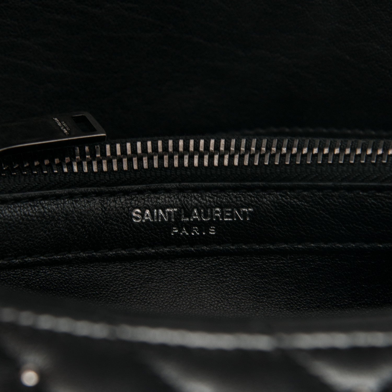 Saint Laurent Lambskin Matelasse Chevron Studded Monogram Medium College Bag Black 6 of 6
