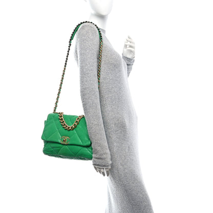 Chanel Lambskin Quilted Large Chanel 19 Flap Dark Green 2 of 10