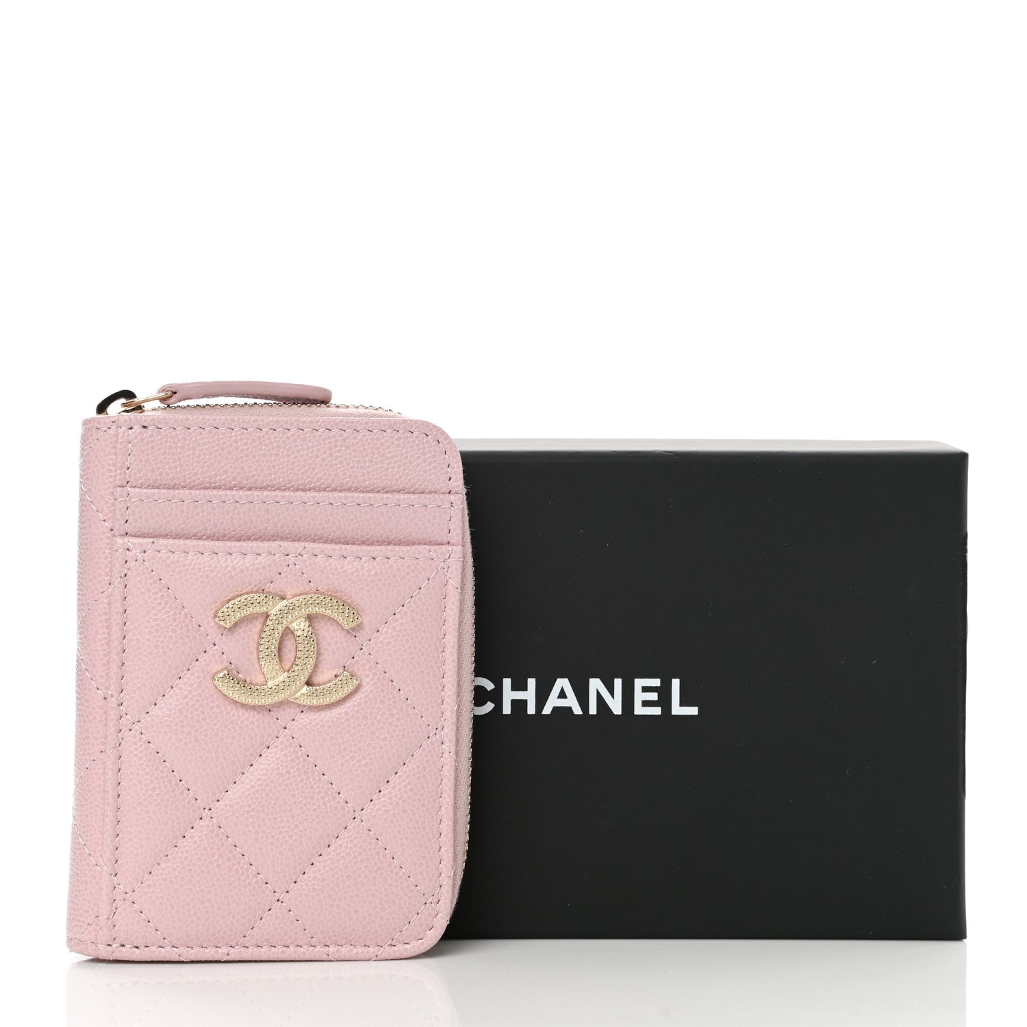 Chanel Caviar Quilted Zip Card Holder Pink 8 of 8