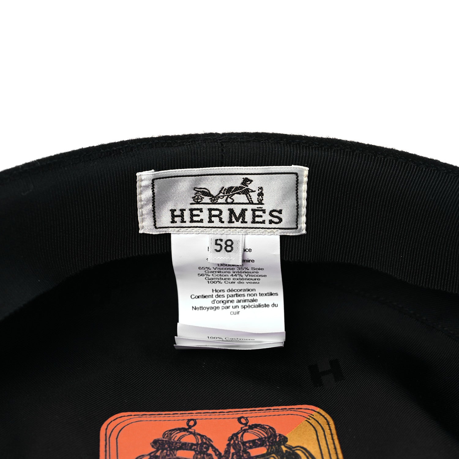 Hermes Cashmere Swift Womens Deauville Cap 58 Black 7 of 7