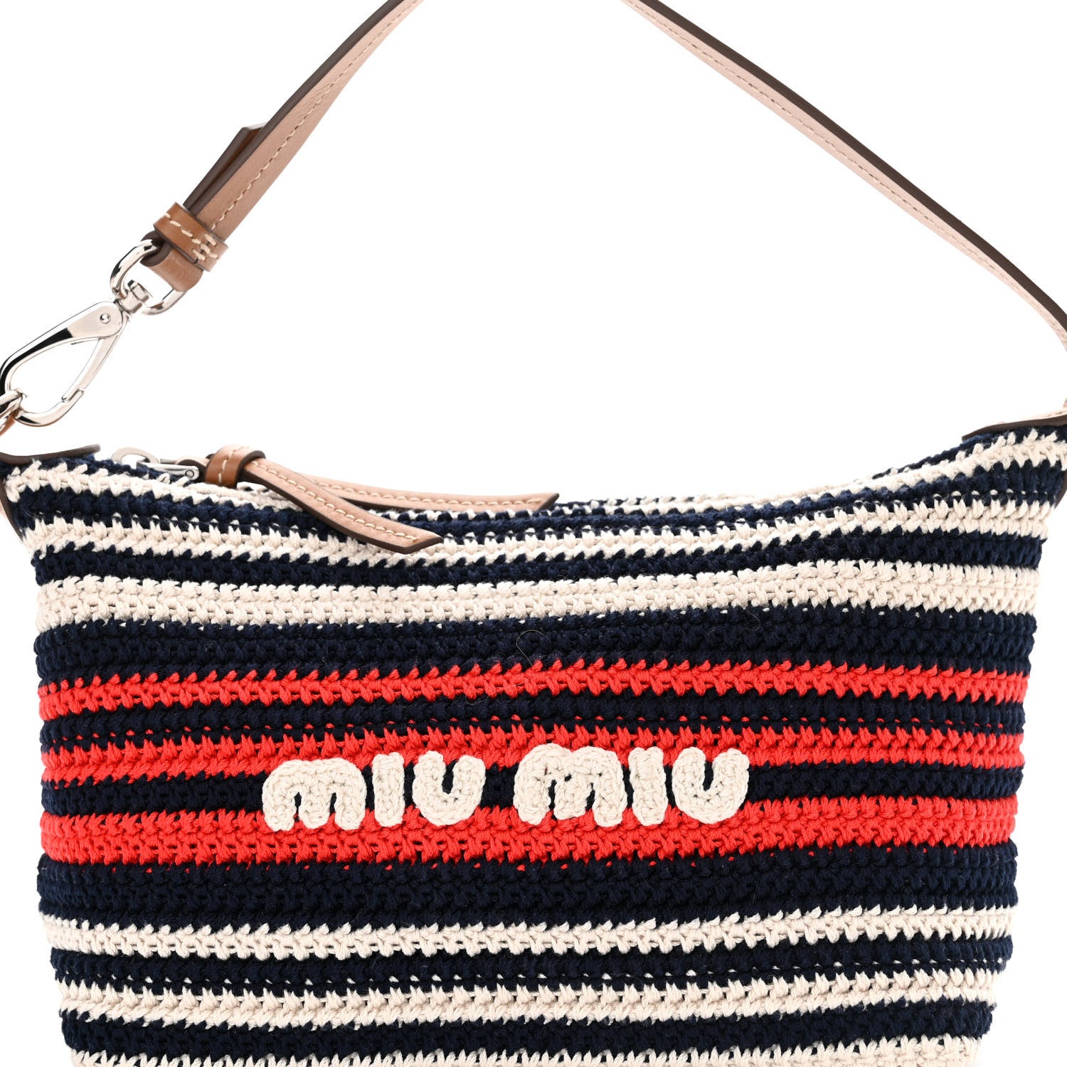 Miu Miu Fabric Crochet Mini Spirit Cire Bag Blue Red White 8 of 11