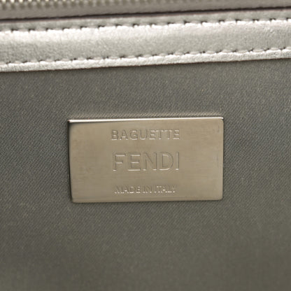 Fendi Crystal Vitello Laminato FF Medium Baguette Crystal Argento 6 of 12