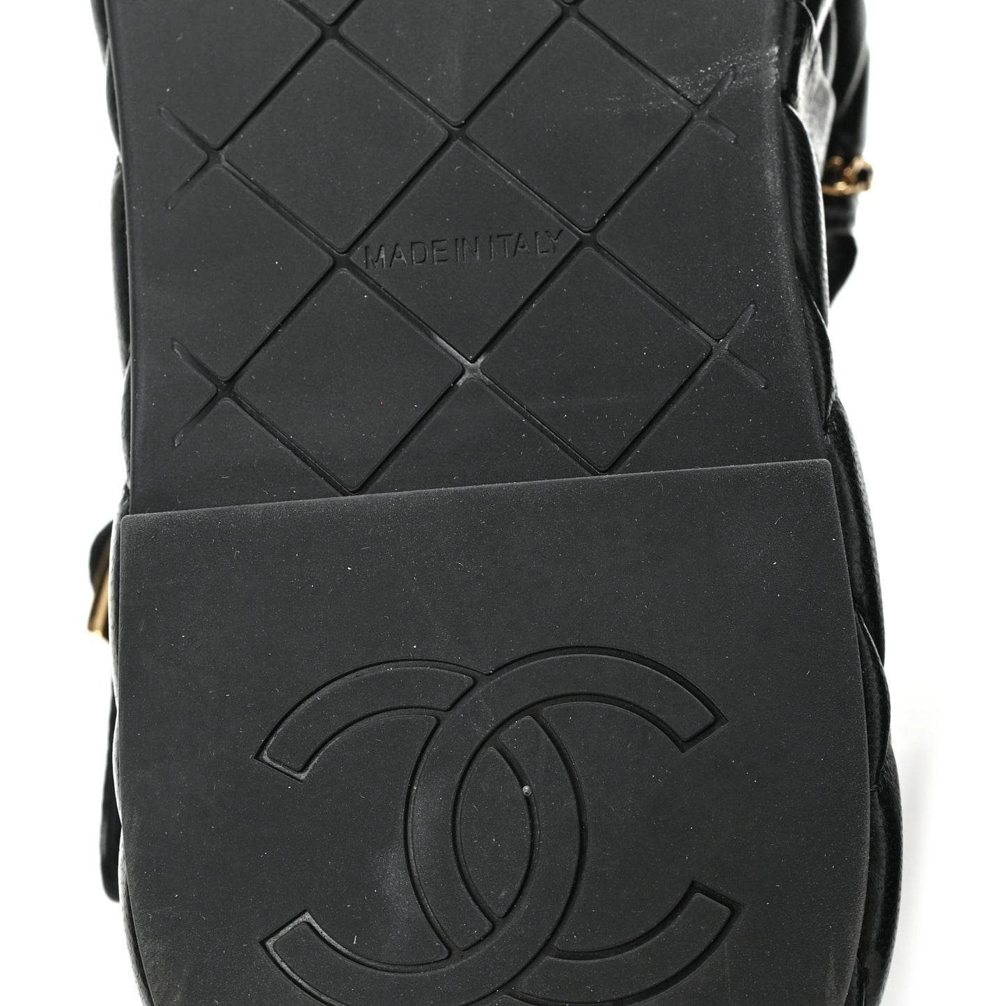 Shiny Lambskin Quilted Chain Around CC Platform Sandals 39 Black