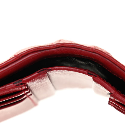 Saint Laurent Grain De Poudre Matelasse Chevron Monogram Compact Tri Fold Wallet Red 11 of 14