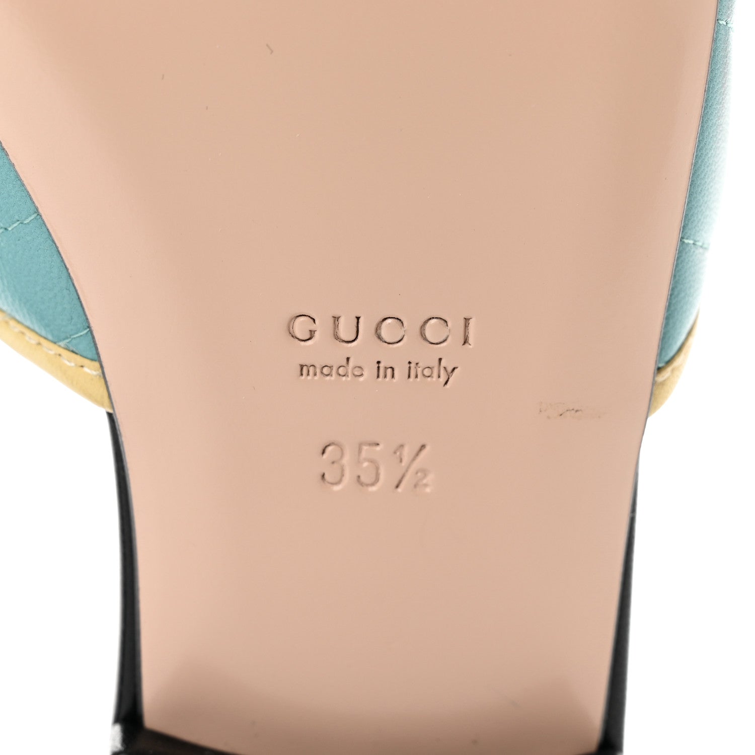 Gucci Malaga Kid Matelasse Enamel GG Marmont Flat Slide Sandals 35.5 35.5 Dusty Azure Burro 6 of 9