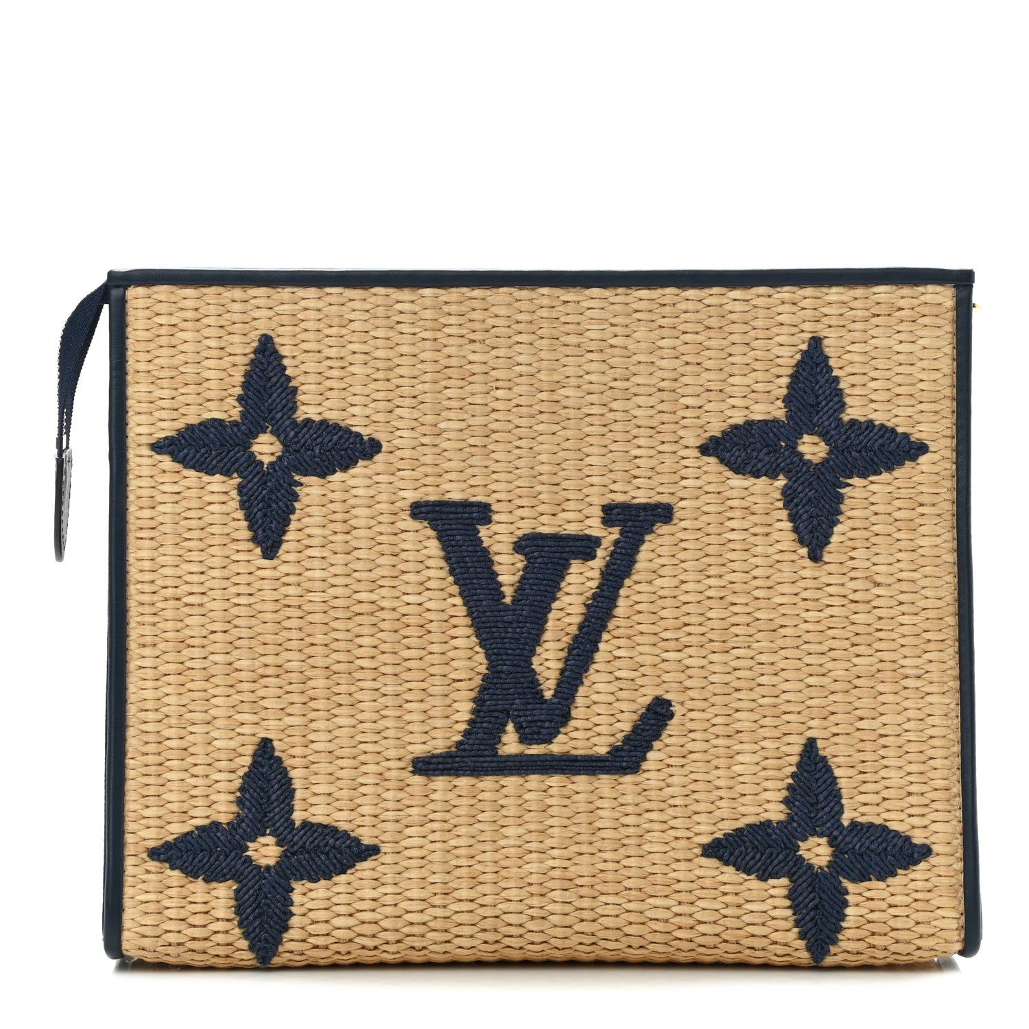 Louis Vuitton Raffia Calfskin Monogram Giant Toiletry Pouch 26 Blue 1 of 7