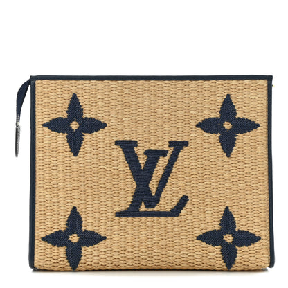 Louis Vuitton Raffia Calfskin Monogram Giant Toiletry Pouch 26 Blue 1 of 7