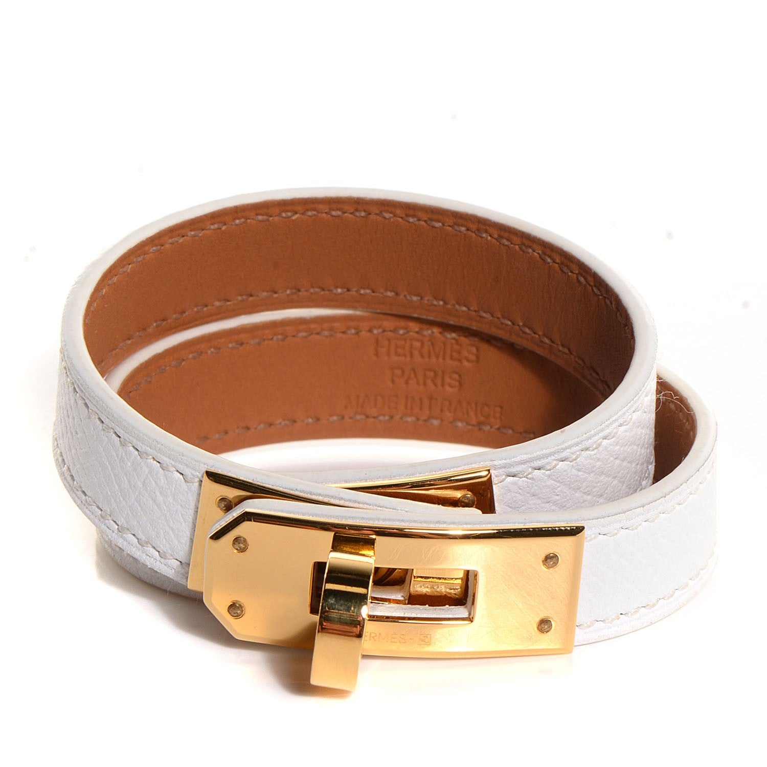 Hermes Epsom Kelly Double Tour Bracelet XS White 1 of 8