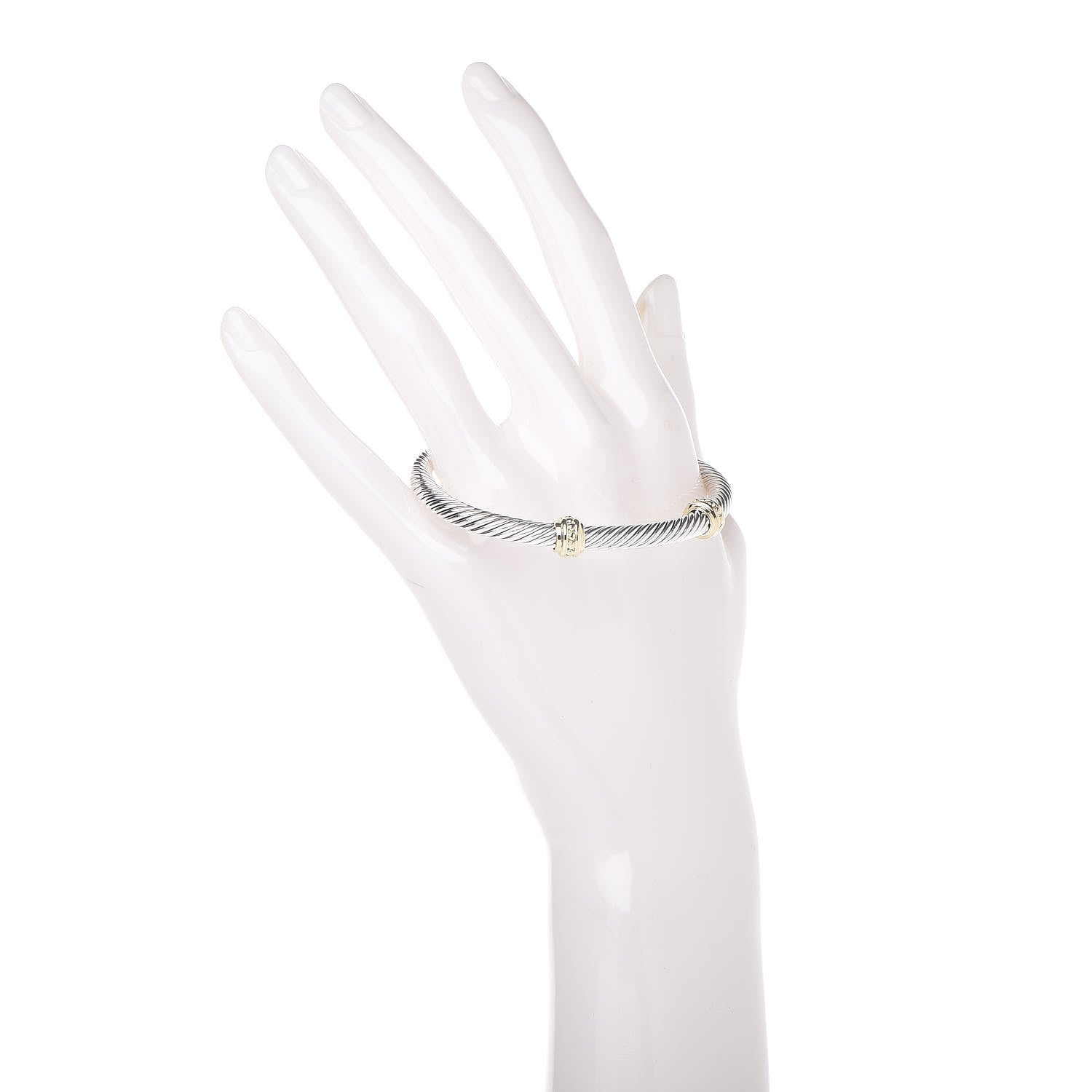 David Yurman Sterling Silver 14K Yellow Gold 5mm Cable Classics Two Station Bracelet 2 of 5