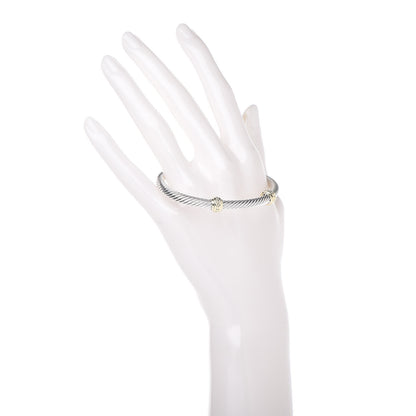 David Yurman Sterling Silver 14K Yellow Gold 5mm Cable Classics Two Station Bracelet 2 of 5