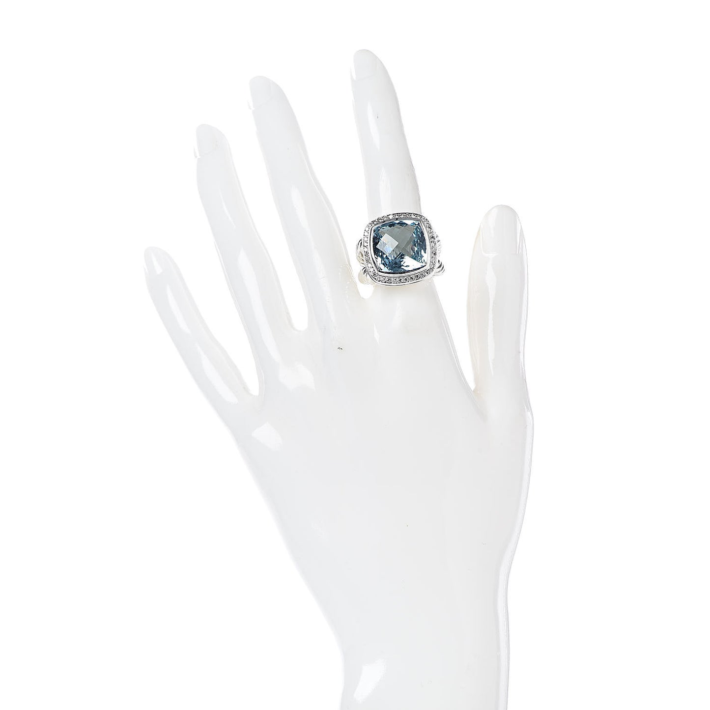 Sterling Silver Diamond Blue Topaz 14mm Albion Ring 53 6.25