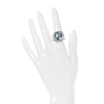 David Yurman Sterling Silver Diamond Blue Topaz 14mm Albion Ring 53 6.25 2 of 5