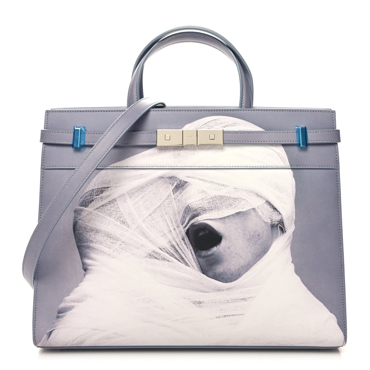 Calfskin Mapplethorpe Small Manhattan Shopper Tote Grey White Black