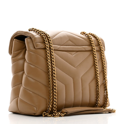 Saint Laurent Calfskin Y Quilted Monogram Small Loulou Chain Satchel Dark Beige 3 of 10