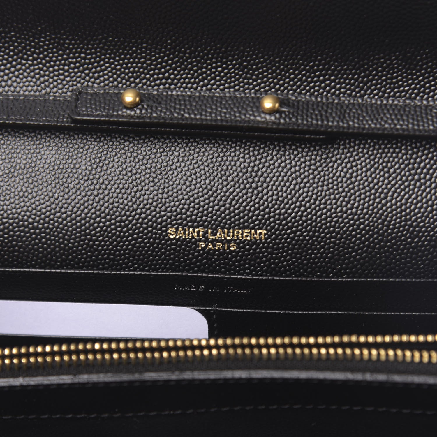 Saint Laurent Grain De Poudre Matelasse Chevron Tri-Metal Monogram Chain Wallet Black 6 of 11