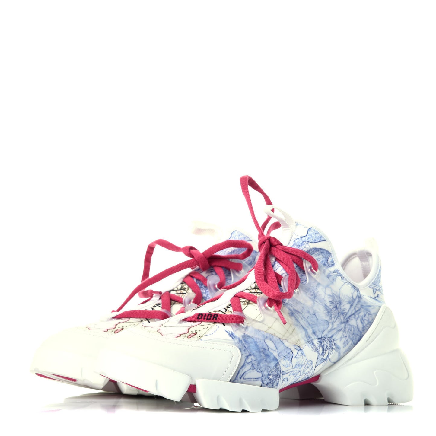 Technical Fabric Dior Around the World Print Womens D-Connect Sneakers 40 Blue Multicolor