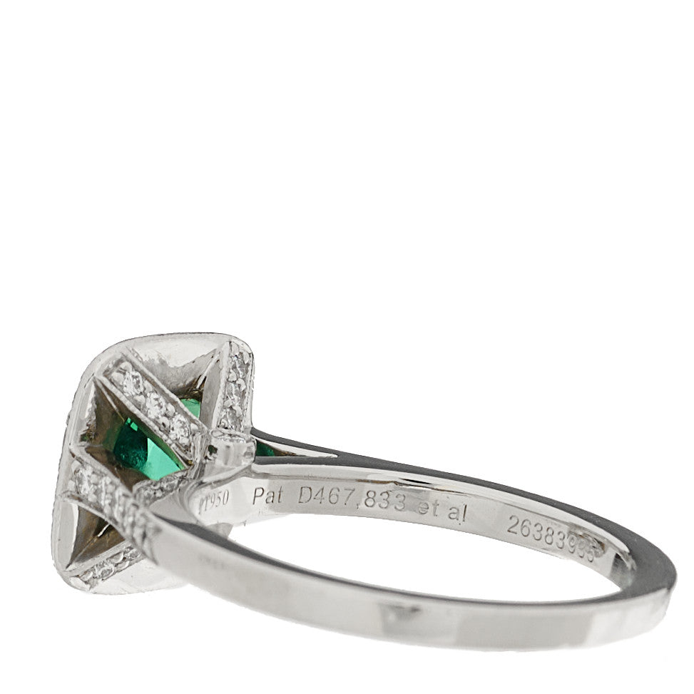 Tiffany Platinum Diamond Green Tourmaline Legacy Ring 51 5.75 5 of 7