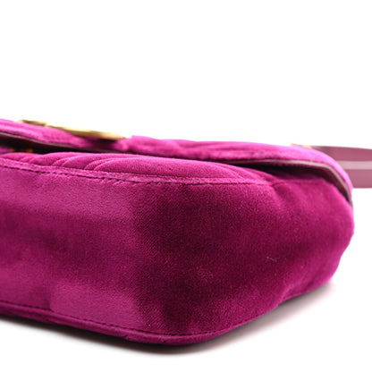 Gucci Velvet Matelasse Mini GG Marmont Shoulder Bag Fuchsia Violet Cyclamen 10 of 10