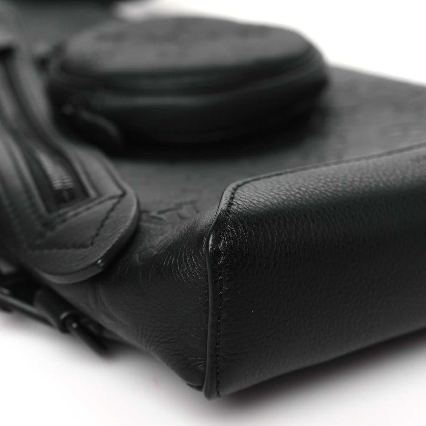Calfskin Shadow Monogram Duo Slingbag Black