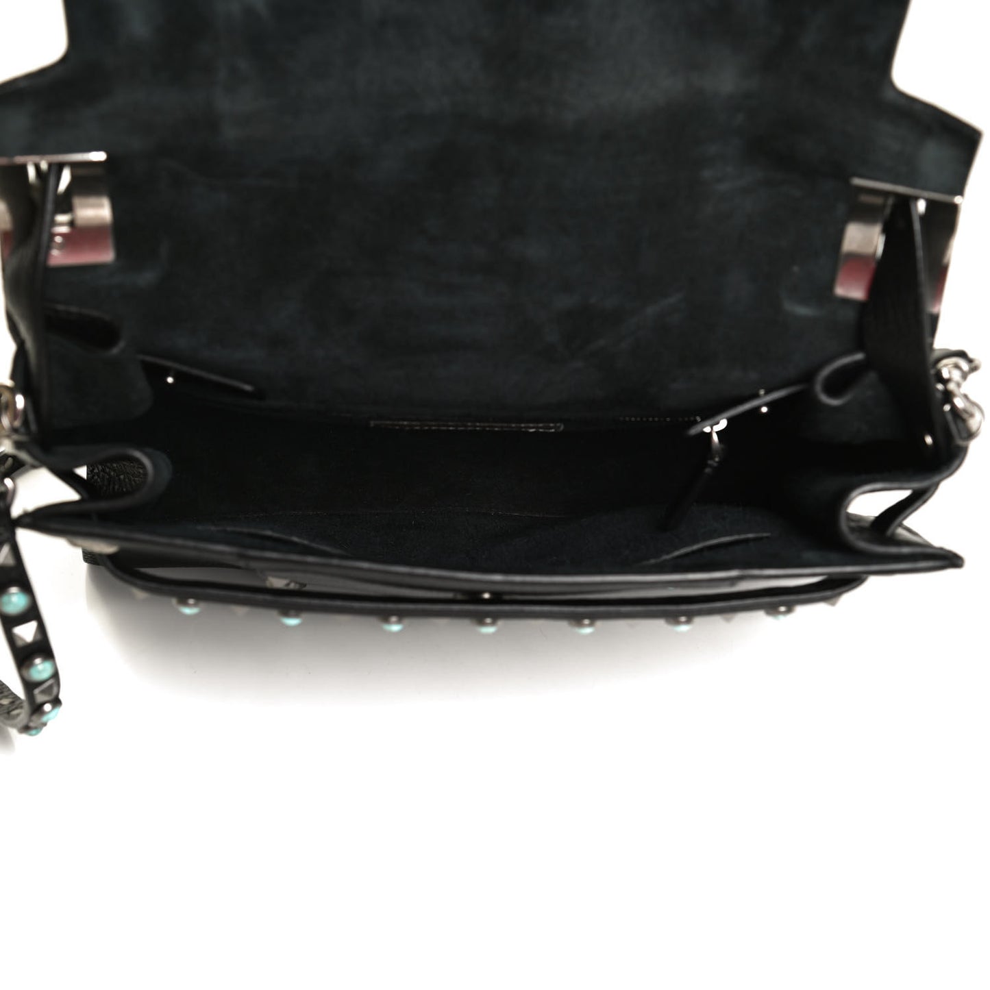 Alce Calfskin My Rockstud Rolling Frame Bag Black