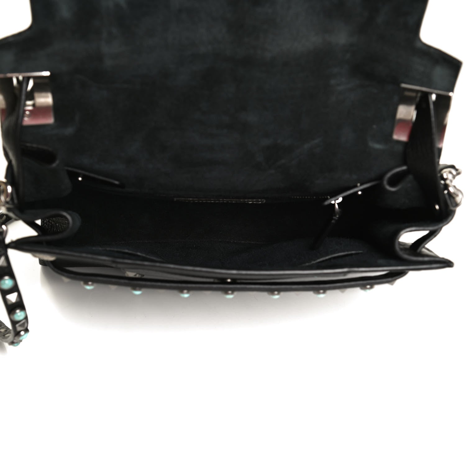 Valentino Garavani Alce Calfskin My Rockstud Rolling Frame Bag Black 5 of 15