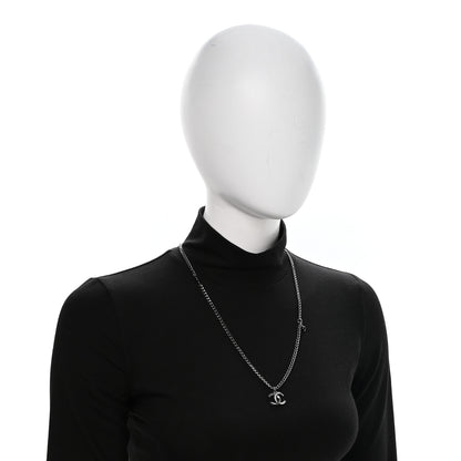 Chanel Crystal Textured CC Pendant Necklace Ruthenium 2 of 6