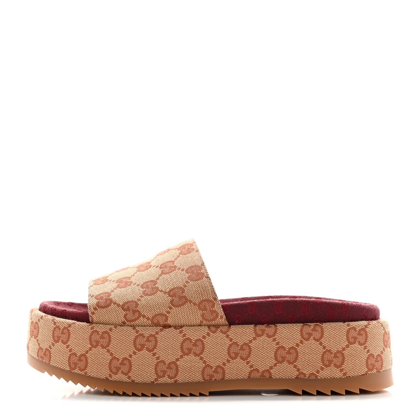 Canvas GG Monogram Angelina Platform Slide Sandals 36.5 Beige Ruggine
