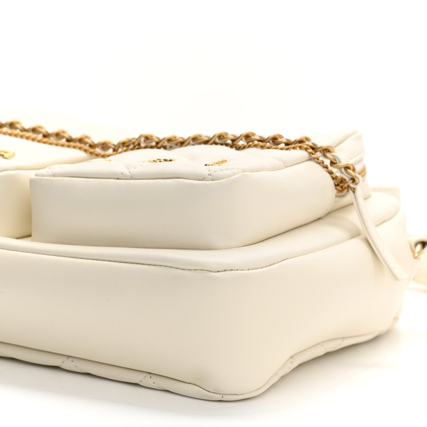 Chanel Calfskin Quilted Large Camera Case White 10 of 11