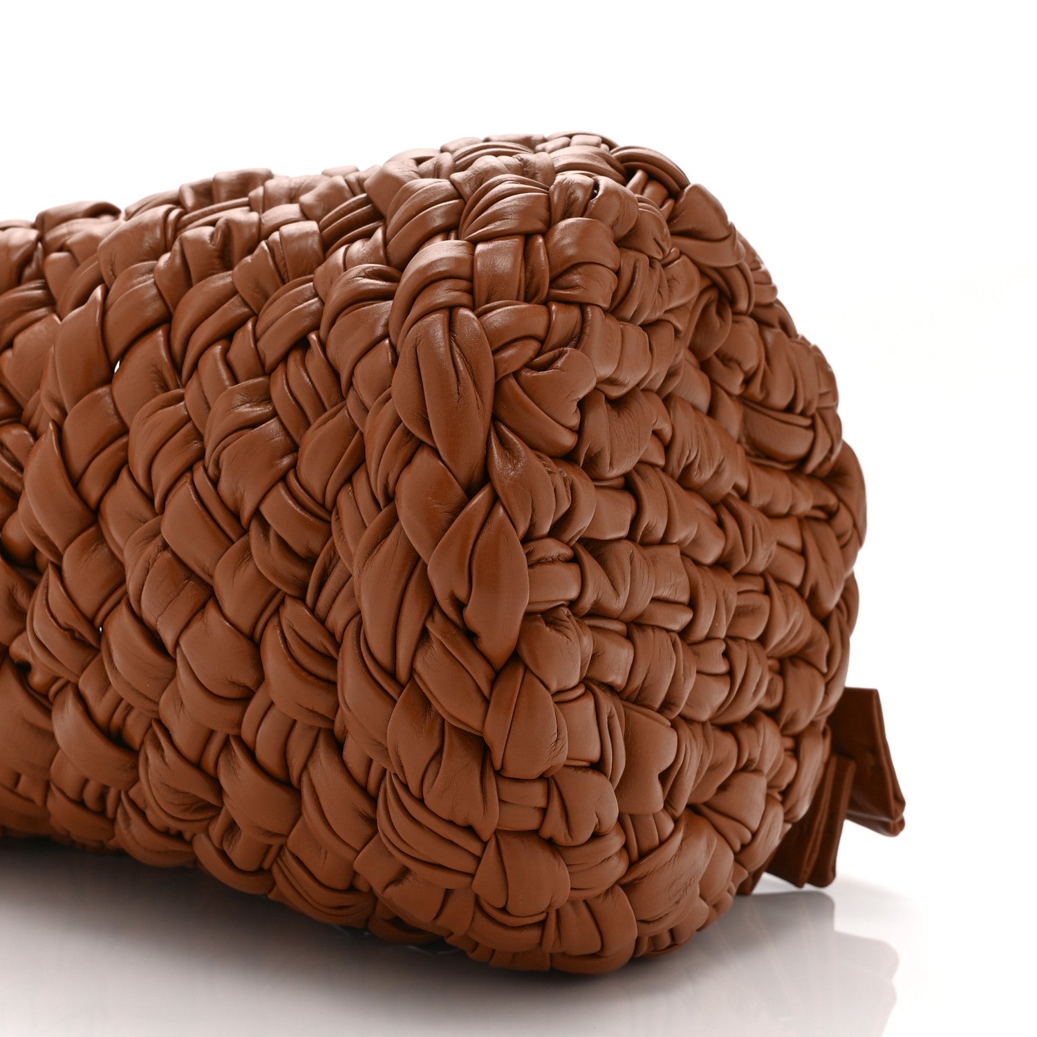 Bottega Veneta Calfskin Intrecciato Small Foulard Kalimero Bucket Bag Wood 11 of 12