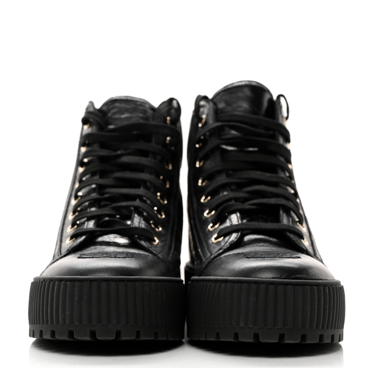 Chanel Aged Calfskin Lace Up Cap Toe Sneakers 38.5 Black White 2 of 9