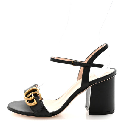 Gucci Lifford Calfskin GG Marmont Ankle Wrap 75mm Sandals 35 Black 1 of 9