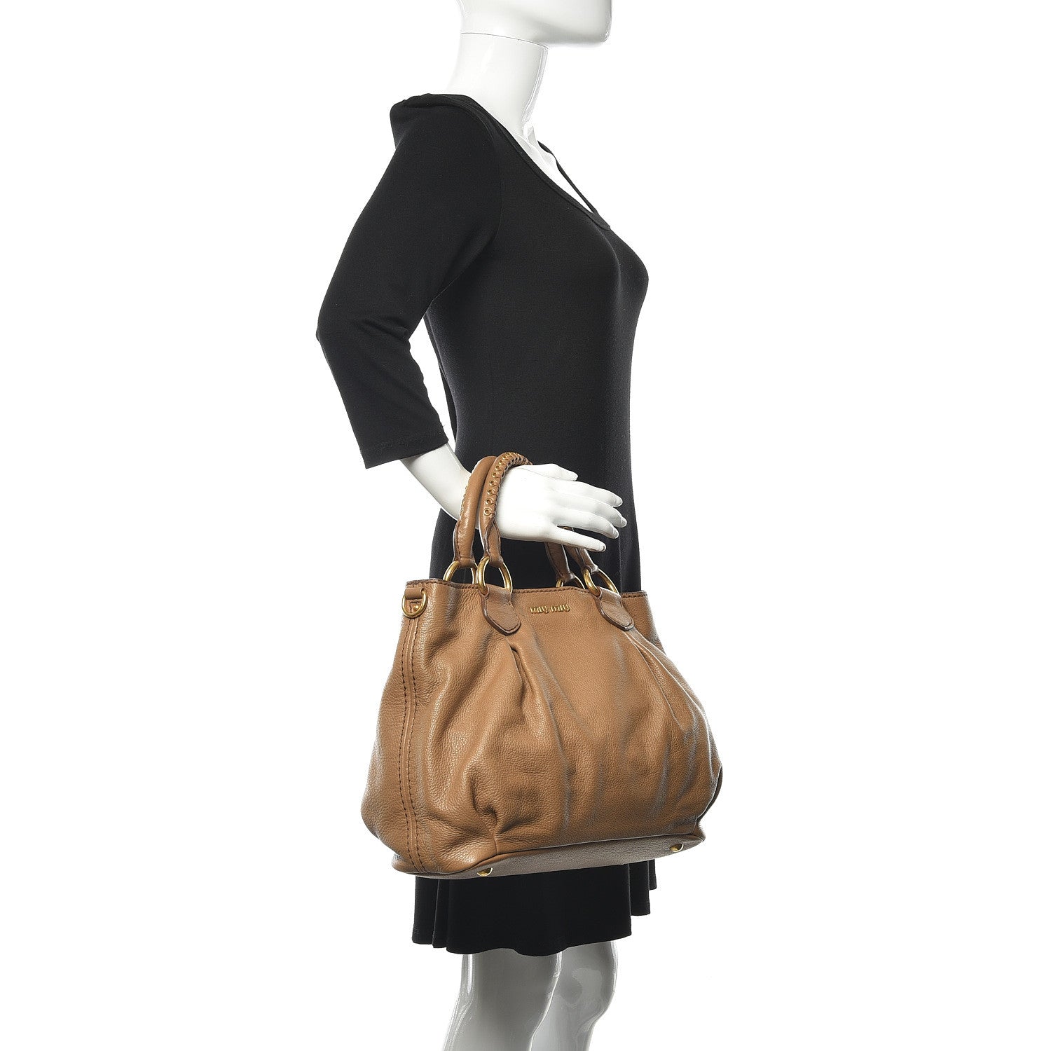 Miu Miu Vitello Daino Top Handle Tote Cammeo 2 of 9