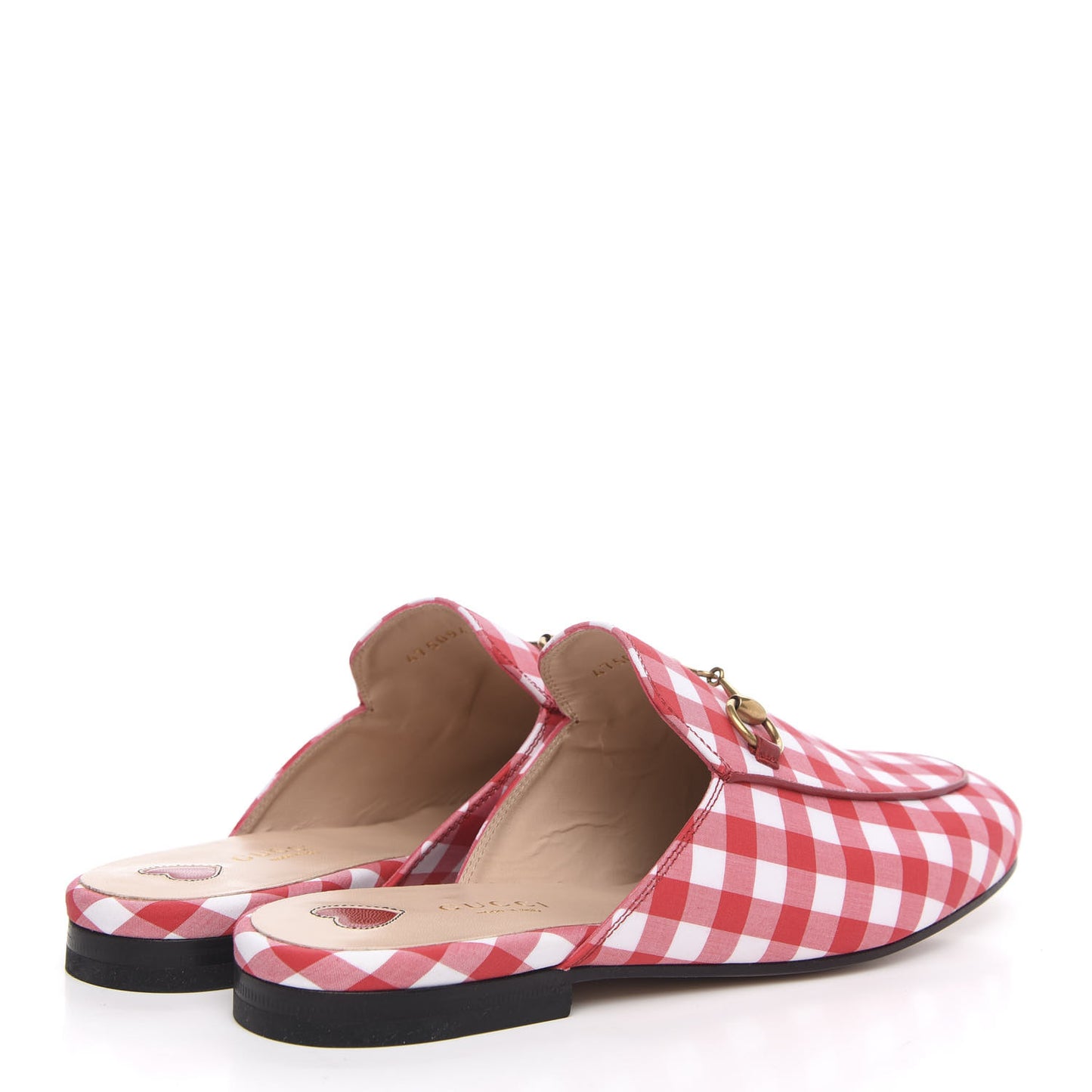 Cotton Gingham Womens Princetown Slippers 37.5 White Red