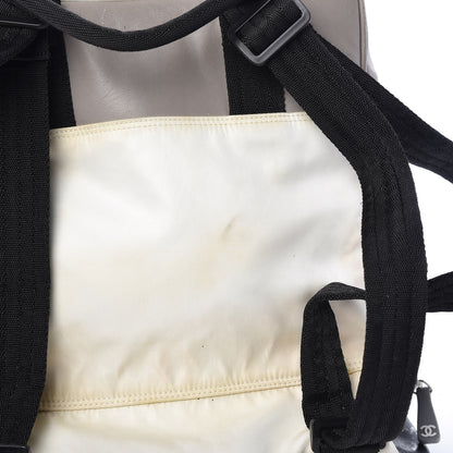 Chanel Nylon Calfskin CC Backpack White Gray 26 of 30