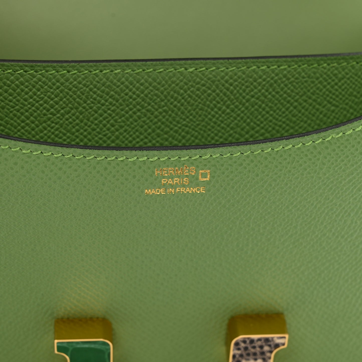 Epsom Shiny Alligator Lizard Constance 18 Vert Criquet Cactus Beige Sable Ombre