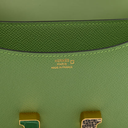 Hermes Epsom Shiny Alligator Lizard Constance 18 Vert Criquet Cactus Beige Sable Ombre 8 of 12