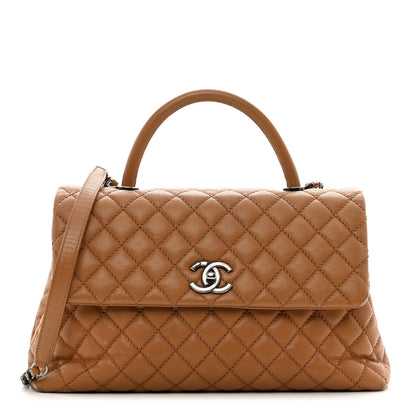 Chanel Caviar Quilted Medium Coco Handle Flap Camel 1 of 14